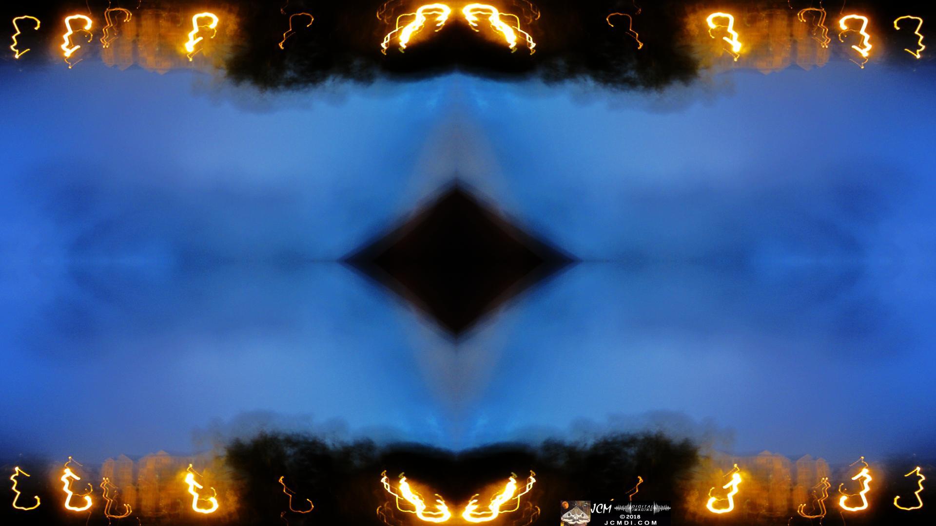 Nice abstract quadroscopic image made from a Lightning flash and street lights in Tennessee